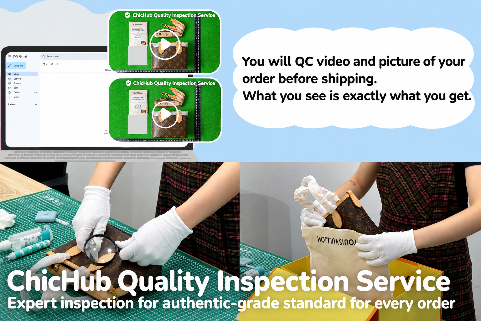ChicHub Quality Inspection Service: QC video and picture of your order sent by email before shipping — what you see is exactly what you get