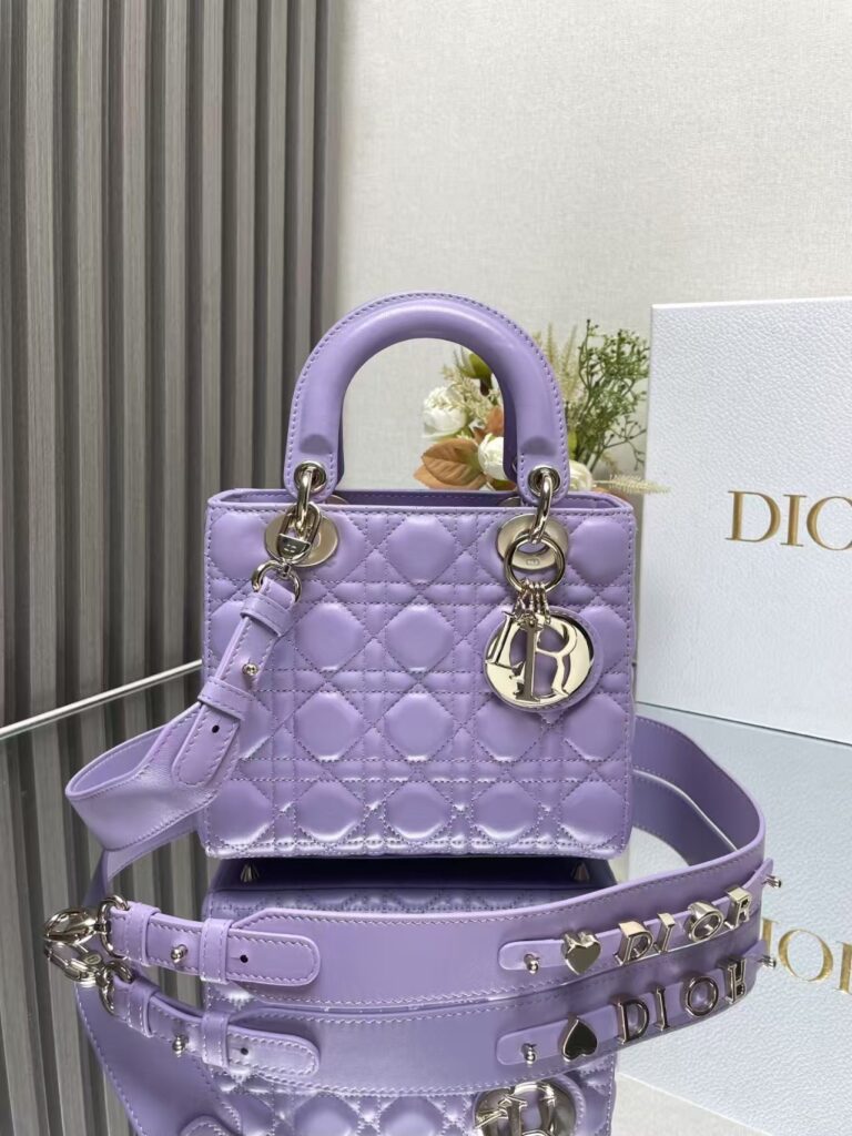 Dior lady Purple sheepskin handbag