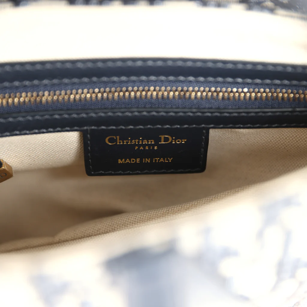 Christian Dior Saddle Bag Navy Blue Oblique Jacquard Antique - Image 9